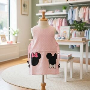 The Yellow Lamb Pink Polka Dot Kids Dress with Mouse Design